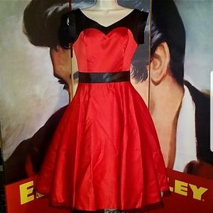 RockABillyGirlZ Vintage Red Black 1950's Extra Full Rockabilly Pinup Swing Dress